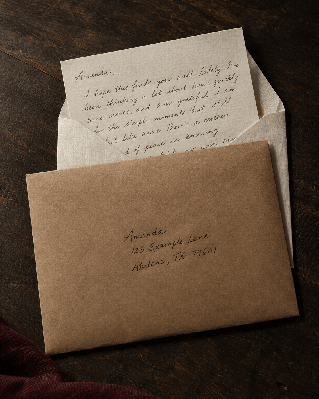 NotAText · Handwritten letters, written with a real pen and mailed for you